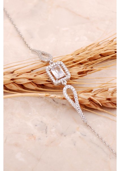 Baget Rodyumlu Gümüş Bileklik 4496