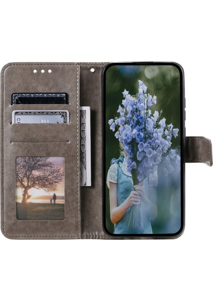 Xiaomi Için 13 Ultra Pu Deri Telefon Kapağı Baskılı Mandala Çiçek Desen Standı Cüzdan Anti-Dust Cep Telefonu Kılıf Grey (Yurt Dışından)