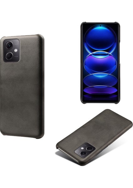 Xiaomi Redmi Için Koruyucu Telefon Kapağı Not 12 5g (Global)/(Hindistan)/(Çin)/poco X5 5g, Pu Deri Kaplamalı Pc Buzağı Dokulu Telefon Kılıfı Black (Yurt Dışından)