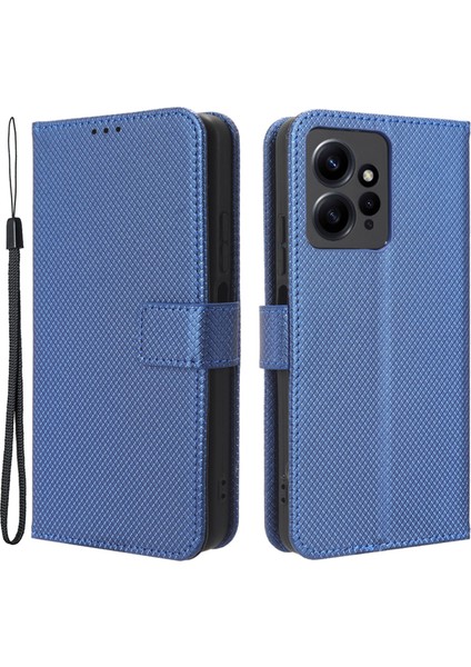 Xiaomi Için Redmi Not 12 4g Cep Telefon Kılıfı Pu Deri Elmas Doku Cüzdan Stand Kapak-Mavi (Yurt Dışından) fiyatları