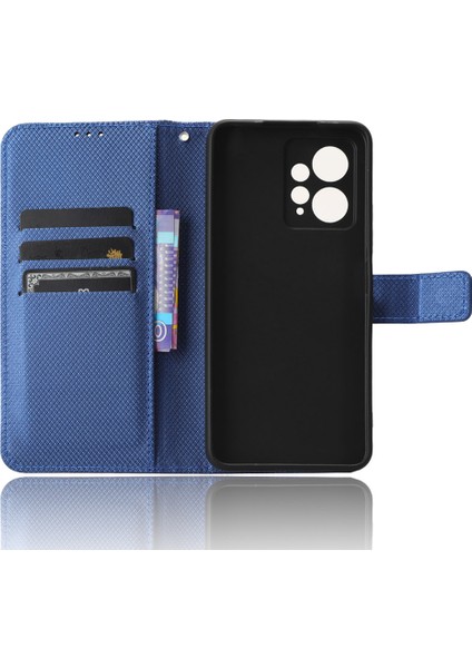 Xiaomi Için Redmi Not 12 4g Cep Telefon Kılıfı Pu Deri Elmas Doku Cüzdan Stand Kapak-Mavi (Yurt Dışından) fırsatları