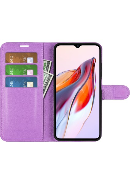 Xiaomi Redmi Için Koruyucu Telefon Kılıfı 12C 4g Litchi Doku Doku Anti-Çizgi Flip Deri Kapak Cüzdan Stand-Purple (Yurt Dışından) modelleri