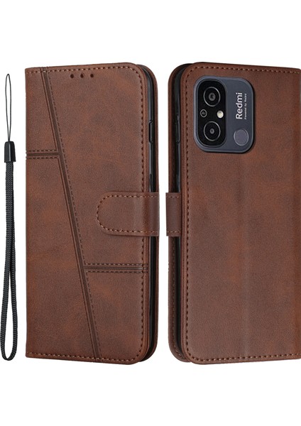 Xiaomi Redmi 12C 4G/11A 4g Manyetik Deri Flip Telefon Kapağı Cüzdan Stant-Kahverengi Için Şok Geçirmez Telefon Kasası (Yurt Dışından)