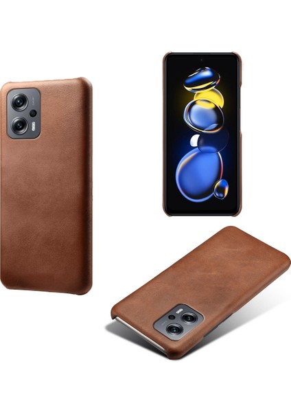 Xiaomi Redmi Için Not 11T Pro 5g/not 11T Pro+ 5g/not 12T Pro 5g/poco X4 Gt 5g/redmı K50I 5g, Tuhaf Tavuk Anti-Shock Dokulu Pu Deri Kaplama Telefon Kılıfı Iç Sert Pc Shell-Brown (Yurt Dışından)
