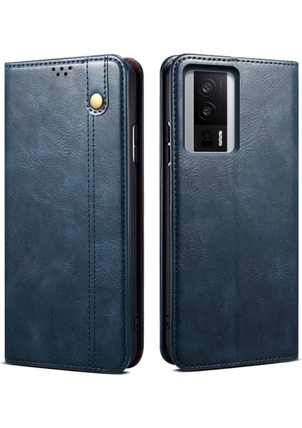 Xiaomi Poco F5 Pro 5g/redmi K60 Pro 5G/K60 5g Mumsu Çılgın At Doku Doku Koruyucu Pu Deri Folyo Flip Telefon Kapak-Mavi (Yurt Dışından) fiyatları