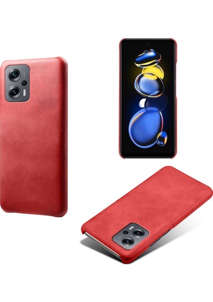 Xiaomi Redmi Için Not 11T Pro 5g/not 11T Pro+ 5g/not 12T Pro 5g/poco X4 Gt 5g/redmı K50I 5g, Tavuk Anti-Şok Anti-Shock Doku Deri Kaplama Telefon Kılıfı Iç Sert Pc Kabuk-Kırmızı (Yurt Dışından)