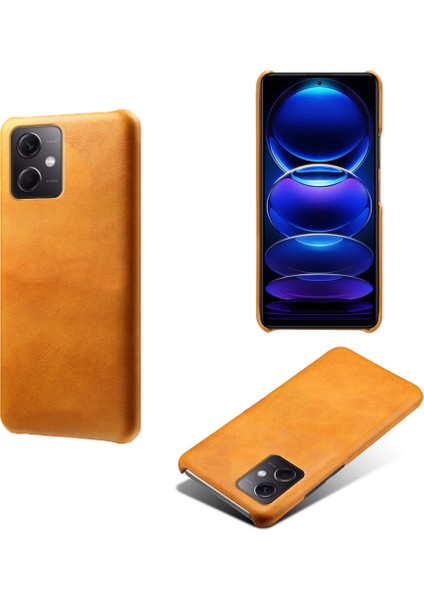 Xiaomi Redmi Için Koruyucu Telefon Kapağı Not 12 5g (Global)/(Hindistan)/(Çin)/poco X5 5g, Pu Deri Kaplamalı Pc Buzağı Dokulu Telefon Vaka-Orange (Yurt Dışından)