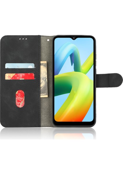 Xiaomi Için Redmi A1+ 4g/a2+ 4g/poco C50 4g Cilt Touch Hissed Cüzdan Stand Telefon Kılıfı Foli Flip Pu Deri+ Tpu Cover-Black (Yurt Dışından) modelleri