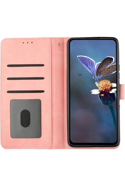 Xiaomi Için Redmi Note 12S 4g Damla Geçirmez Deri Telefon Kabuğu Çiçekleri Baskılı Stand Cüzdan Vaka-Pembe (Yurt Dışından)