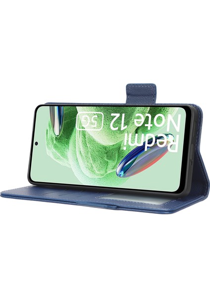 Xiaomi Redmi Için Note 12 5g (Global)/(Hindistan)/(Çin)/poco X5 5g Litchi Doku Pu Deri Flip Telefon Kılıfı Şok Geçirmez Manyetik Görünüm Stand Cüzdan Kapağı Strap-Dark Mavi (Yurt Dışından) fırsatları