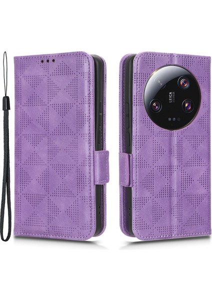 Xiaomi 13 Ultra Telefon Cüzdan Kılıfı Pu Deri Baskılı Üçgen Stand Kapak Morası (Yurt Dışından) fiyatları