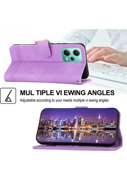Dierfeng Df-03 Xiaomi Poco X5 5g/redmı Için Telefon Kılıfı Not 12 5g (Global)/(Çin) Hatlar Baskılı Stand Deri Deri Cüzdan-Imtiyaz (Yurt Dışından)