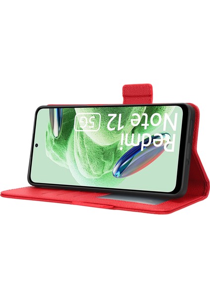 Xiaomi Redmi Için Note 12 5g (Global)/(Hindistan)/(Çin)/poco X5 5g Litchi Doku Pu Deri Flip Telefon Kılıfı Şok Geçirmez Manyetik Görünüm Stand Cüzdan Kapağı Strap-Red ile (Yurt Dışından) fırsatları