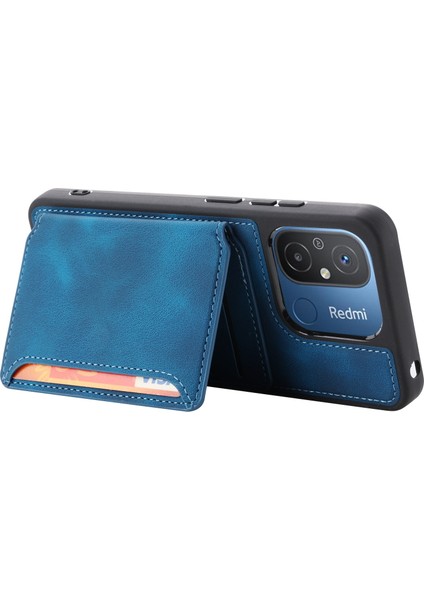 Xiaomi Redmi Için 12C 4g Deri Kaplamalı Tpu Kickstand Telefon Kılıfı Rfıd Engelleme Cüzdan Anti-Drop Kapak Navy Mavi (Yurt Dışından) fırsatları