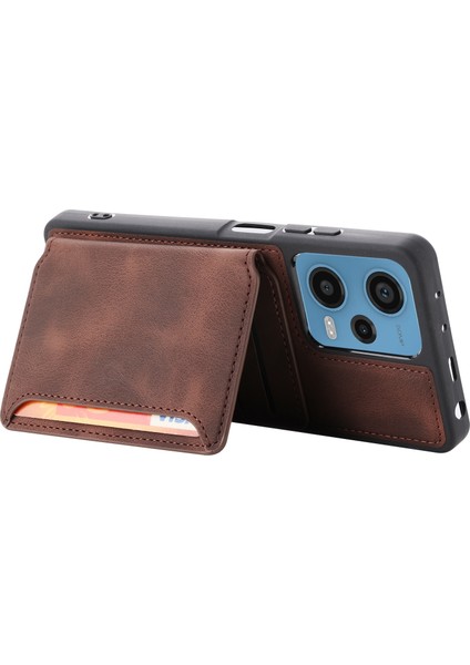 Xiaomi Redmi Için Rfıd Engelleme Telefon Kılıfı Not 12 Pro 5g/note 12 Pro Speed ​​5g/poco X5 Pro 5g, Deri Kaplamalı Tpu Cüzdan Kickstand Cover-Coffee (Yurt Dışından) modelleri