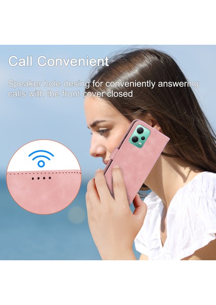 Dierfeng Df-03 Xiaomi Poco X5 5g/redmi Için Telefon Kılıfı Not 12 5g (Global)/(Hindistan)/(Çin) Çizgiler Baskılı Stand Deri Deri Kapak Pembe (Yurt Dışından) indirimleri