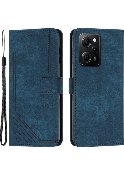Xiaomi Redmi Için Folio Telefon Cüzdan Kılıfı Not 12 Pro Speed ​​5g/note 12 Pro 5g/poco X5 Pro 5g, Çizgiler Baskılı Deri Stand Telefon Kapak Sapfire (Yurt Dışından)