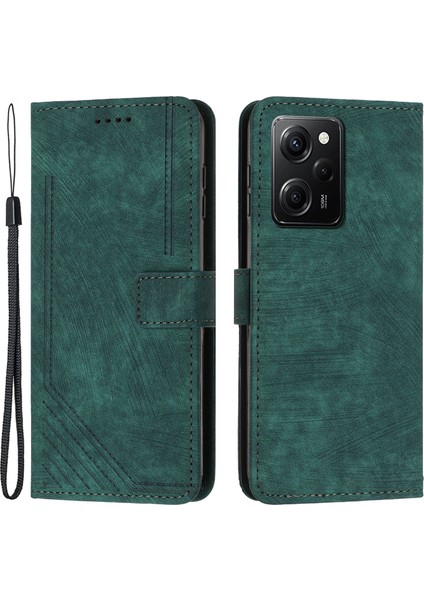 Folio Telefon Cüzdan Kılıfı Xiaomi Redmi Note 12 Pro Speed ​​5g/note 12 Pro 5g/poco X5 Pro 5g, Çizgiler Baskılı Deri Stand Telefon Kapak Yeşili (Yurt Dışından)