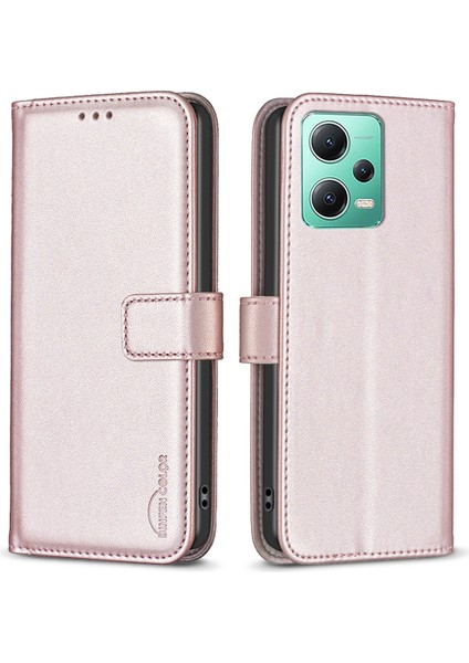 Xiaomi Redmi Için BF17 Not 12 5g (Çin)/(Hindistan)/(Global)/poco X5 5g Deri Kılıf Stand Cüzdan Telefon Kapak Golü Altın (Yurt Dışından)