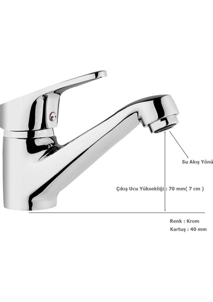 Tema Cosmo Tek Gövde Sabit Lavabo Bataryası Musluk Krom fiyatları