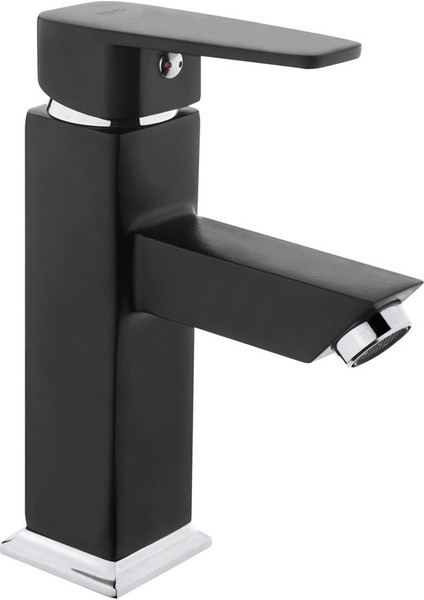 Tema Kare Slim Tek Gövde Sabit Lavabo Bataryası Mat Siyah