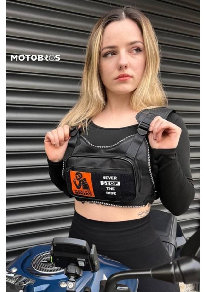 Motosiklet Reflektörlü Yelek ve Motosiklet Göğüs Çantası Unisex (Terletmez ve Su Geçirmez)