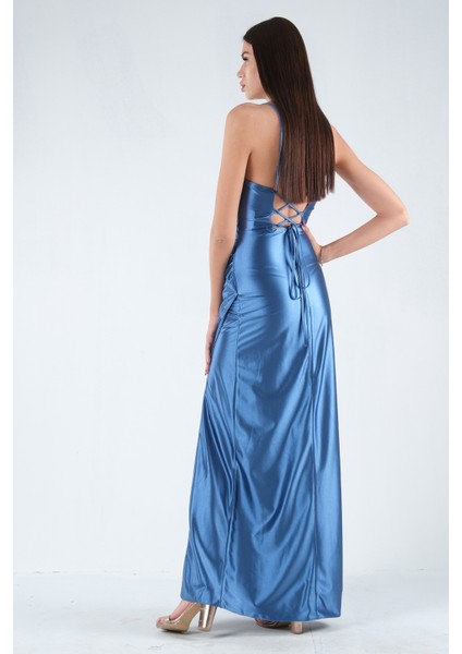 Indigo Sırtı Bağlamalı Yırtmaçlı Abiye 4522018.98 fırsatları