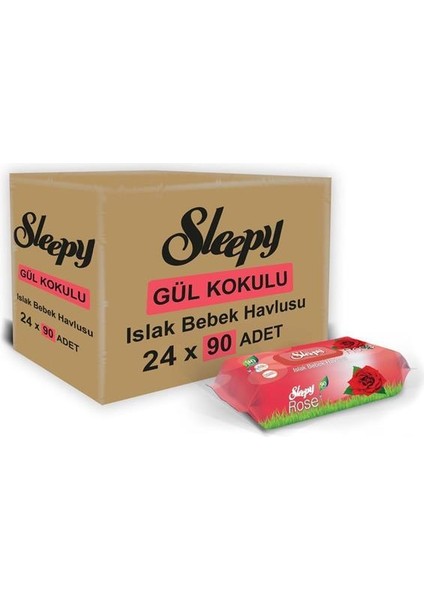 Gül Kokulu 90 Yaprak Islak Havlu x 24'lü Ekonomik Koli