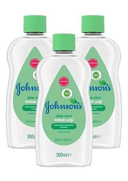 Johnson's Baby Nemlendirici Aloe Veralı Bebek Yağı 300 ml x 3 Adet