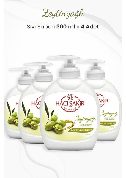 Zeytinyağlı Nemlendirici Sıvı Sabun 300 ml x 4 Adet