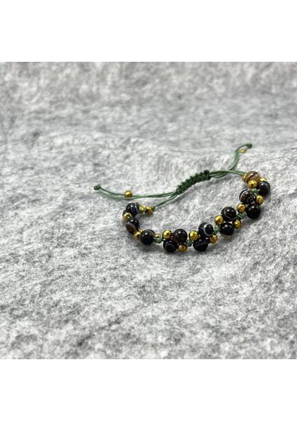 6mm Ipli Siyah Göz Akik Ayarlanabilir Ölçü Doğal Taş Bileklik modelleri