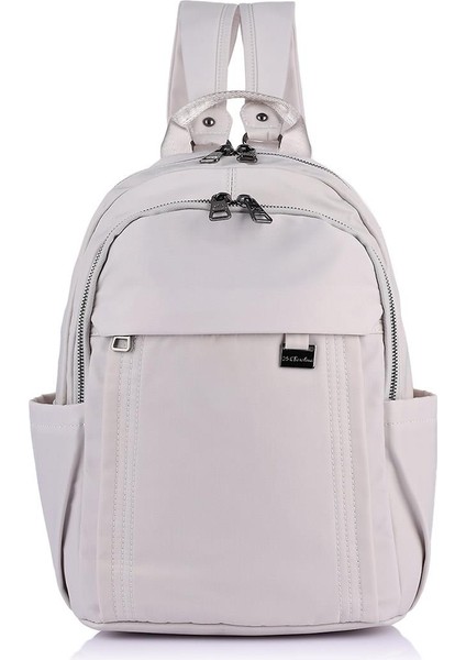 21K - Barcelona Saten Kumaş Kadın Sırt Çantası BC2113 - Açık Bej