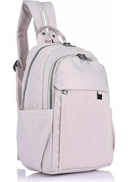 21K - Barcelona Saten Kumaş Kadın Sırt Çantası BC2113 - Açık Bej fiyatları