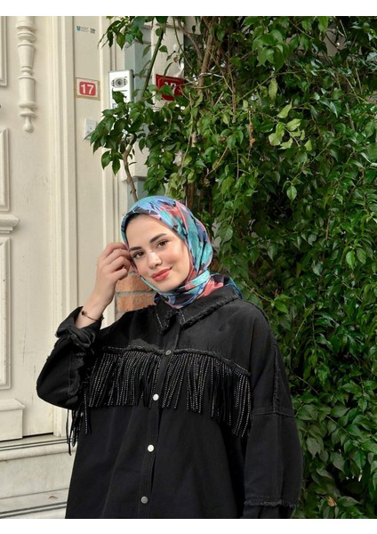 Pera Soft Eşarp Siyah Mavi 1148-17