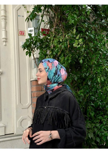 Pera Soft Eşarp Siyah Mavi 1148-17