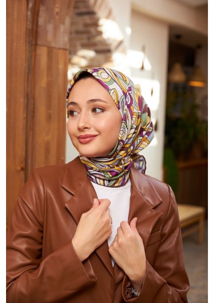 Geo Oval Soft Eşarp Mürdüm Sarı 1158-06 fiyatları