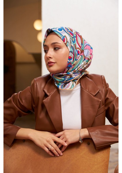 Geo Oval Soft Eşarp Mavi Kahve 1158-08 fiyatları