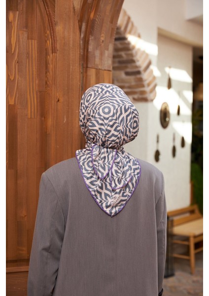 Geo Trefoil Soft Eşarp Gümüş Pembe 1159-04