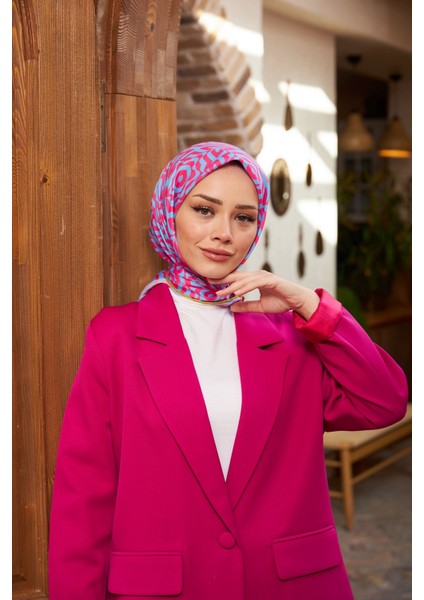 Geo Trefoil Soft Eşarp Koyu Pembe 1159-05