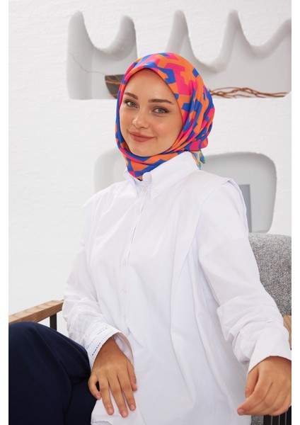 Relax Geometirk Venüs Soft Eşarp Sarımsı Pembe 1137-02
