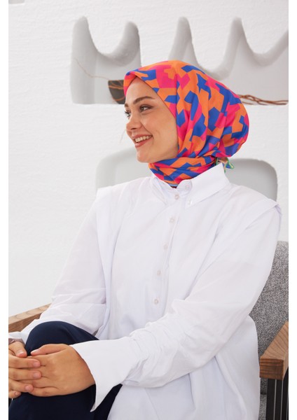 Relax Geometirk Venüs Soft Eşarp Sarımsı Pembe 1137-02