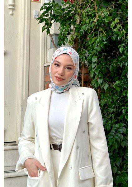 Colorday Ahu Soft Eşarp Su Yeşili Beyaz 1151-03