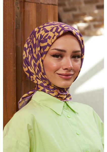 Colorday Mono Soft Eşarp Mor Sarı 1152-02