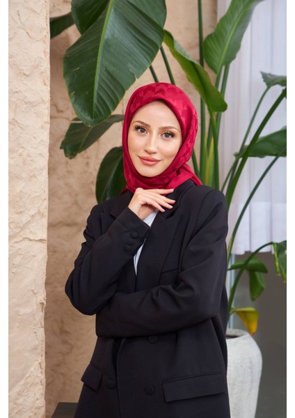 Kazayağı Jakarlı Eşarp Bordo 9901-12