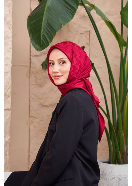 Kazayağı Jakarlı Eşarp Bordo 9901-12
