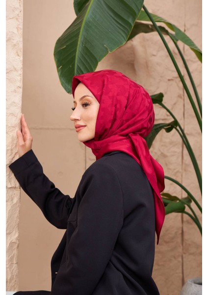 Kazayağı Jakarlı Eşarp Bordo 9901-12
