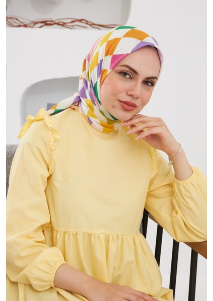 Relax Geometrik Ala Soft Eşarp Saman Sarısı 1139-05