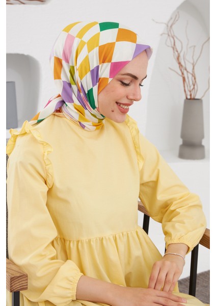Relax Geometrik Ala Soft Eşarp Saman Sarısı 1139-05