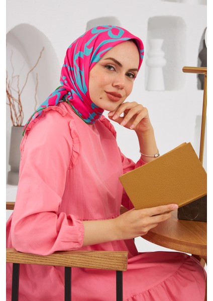 Relax Geometrik Line Soft Eşarp Menekşe Pembe 1145-10