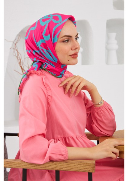 Relax Geometrik Line Soft Eşarp Menekşe Pembe 1145-10